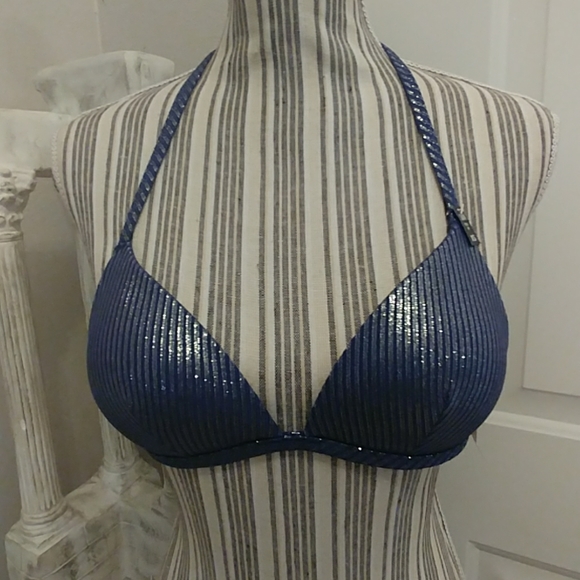 PINK Victoria's Secret Sparkly Blue Bikini ๐ Top - Picture 1 of 8